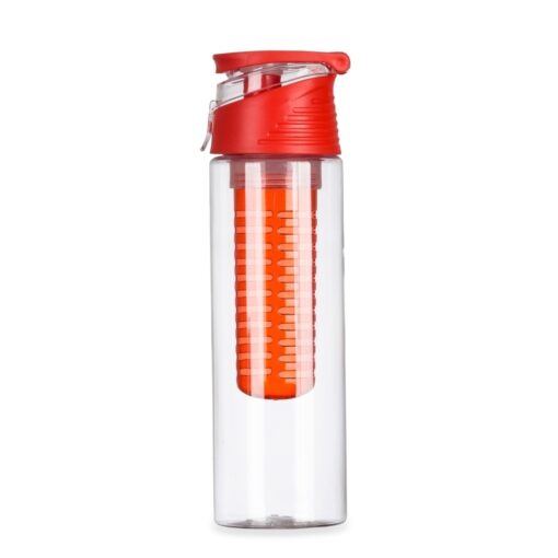 Squeeze Personalizado Plástico 700Ml Com Infusor - vermelho com detalhes em branco