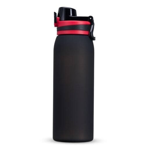 Squeeze Personalizado Plástico 900Ml - preto com detalhes em vermelho