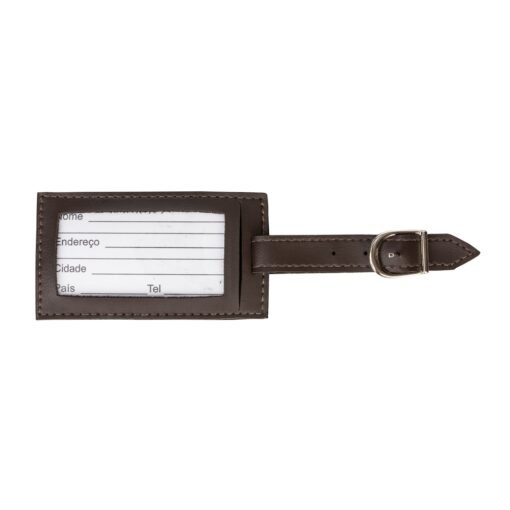 Tag Personalizado Couro Sintético - Marrom | Brindes Brasil