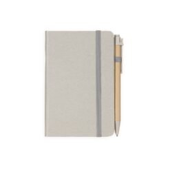 CADERNETA PALHA DE TRIGO COM CANETA SPX-08288-CIN NA COR CINZA