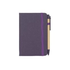 CADERNETA PALHA DE TRIGO COM CANETA SPX-08288 NA COR ROXO