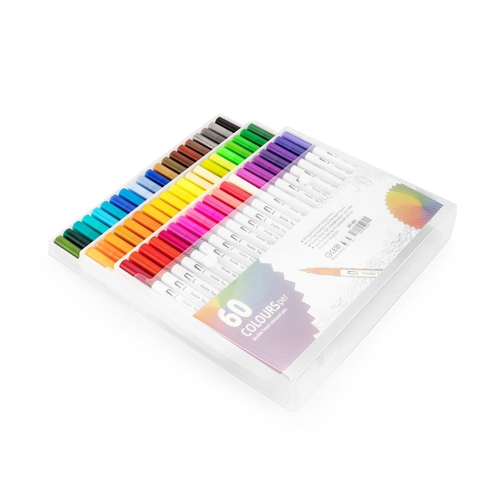 KIT CANETINHAS PONTA DUPLA COM 60 CORES SPX-08332-60 NA COR COLORIDO