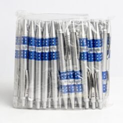 PACOTE C/ 50 PÇS CANETA PLÁSTICA SPX-P@00634-PRA/AZU NA COR PRATA