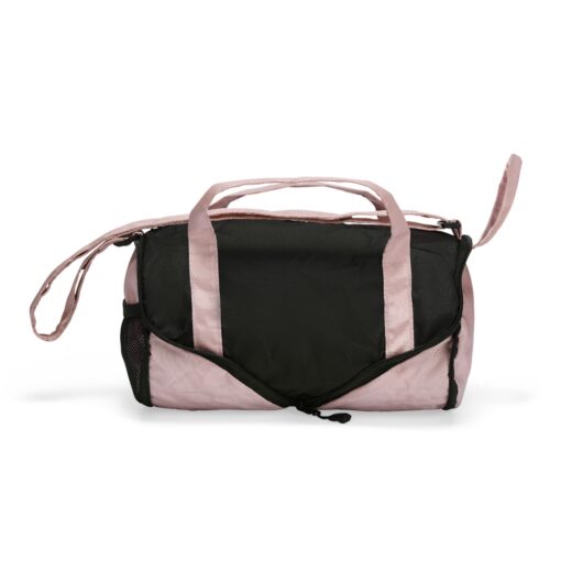 Bolsa Promocional Dobrável Poliéster 6L - rosa com detalhes em preto