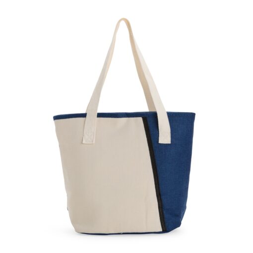 Bolsa Personalizada Térmica 9 Litros - bege com detalhes em azul