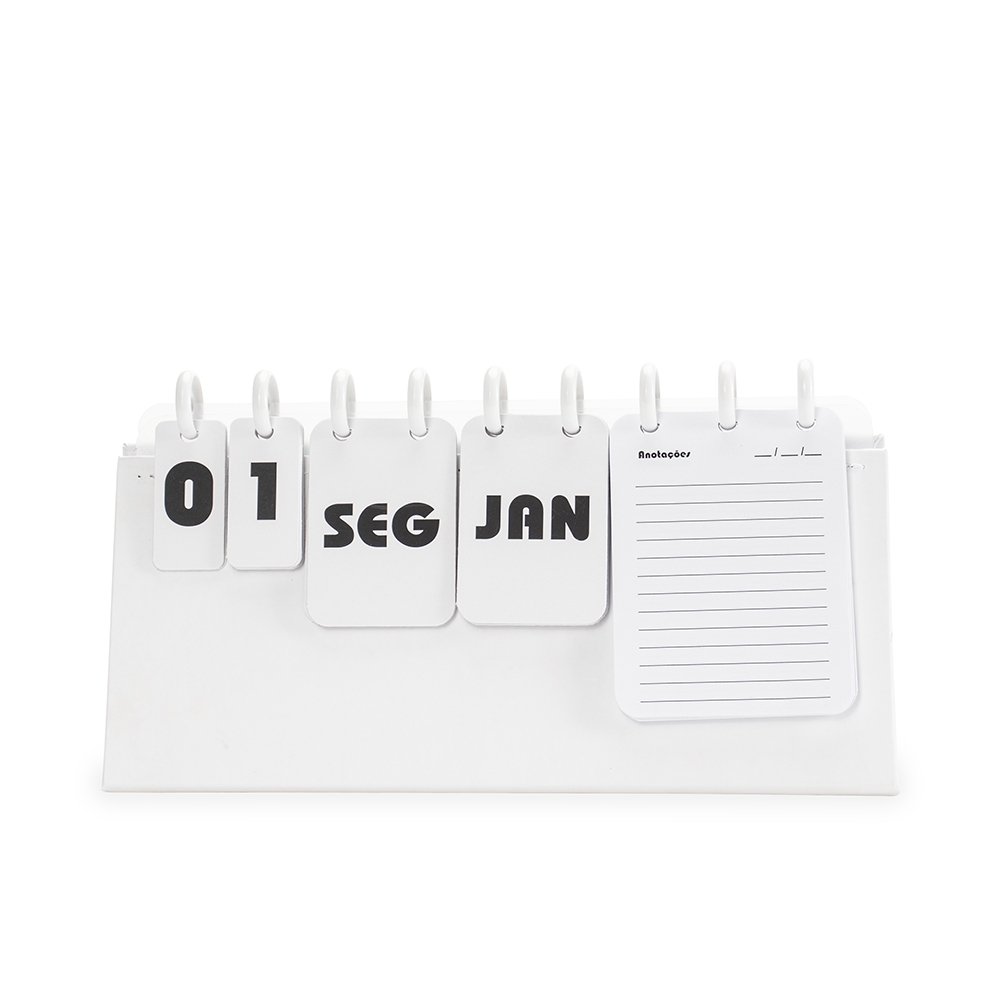 CALENDÁRIO PERMANENTE DE MESA DISCO SPX-15342 NA COR BRANCO