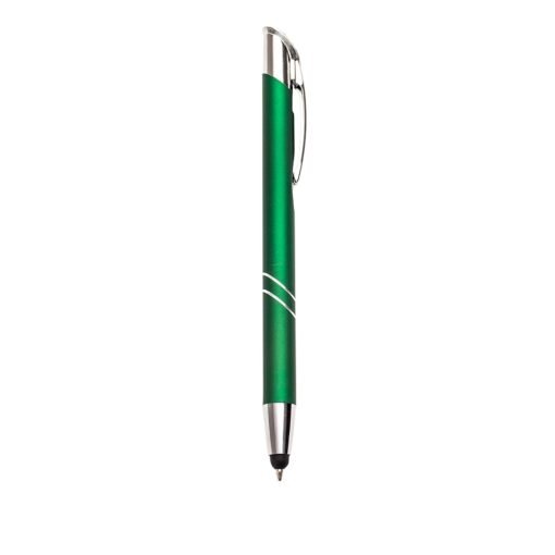 Caneta Personalizada Para Empresas Metal Touch - verde com detalhes em prata