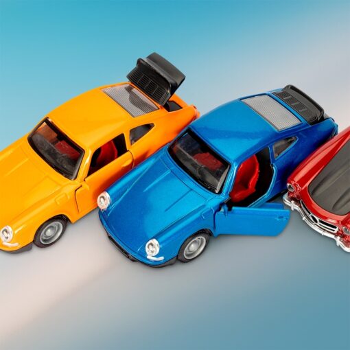 Carro Miniatura | Brinde Personalizado - azul com detalhes em amarelo