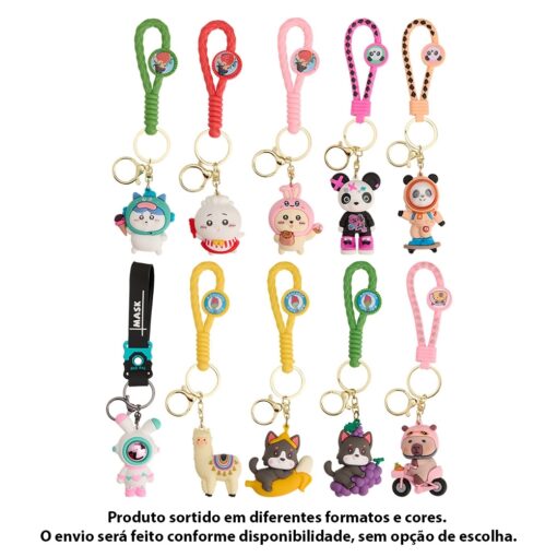 Chaveiro Personalizado Plástico - azul com detalhes em amarelo