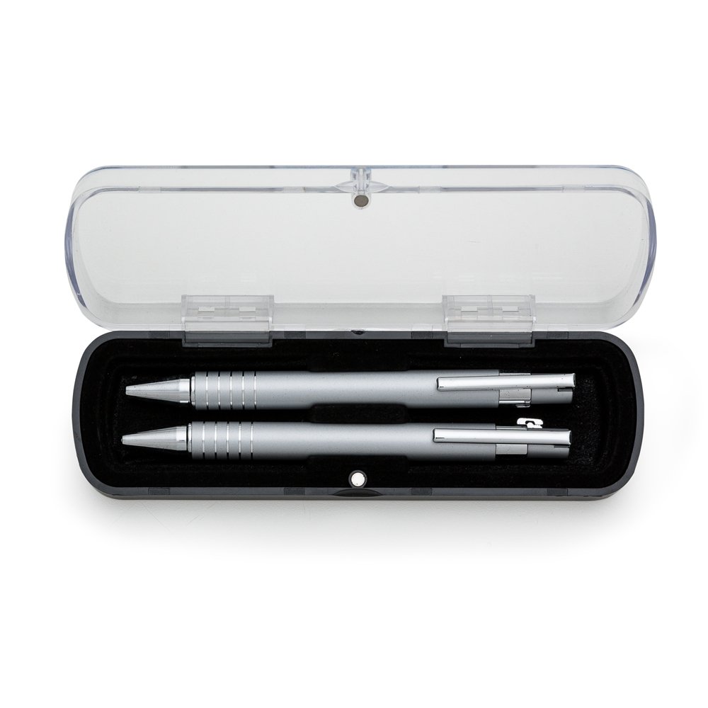 KIT ESTOJO ACRILICO C/ CANETA LAPISEIRA 5 ANEIS SEMI METAL SPX-P@12609-PRA NA COR PRATA