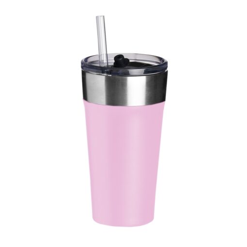 COPO TÉRMICO C/ CANUDO SPX-18655-ROS NA COR ROSA