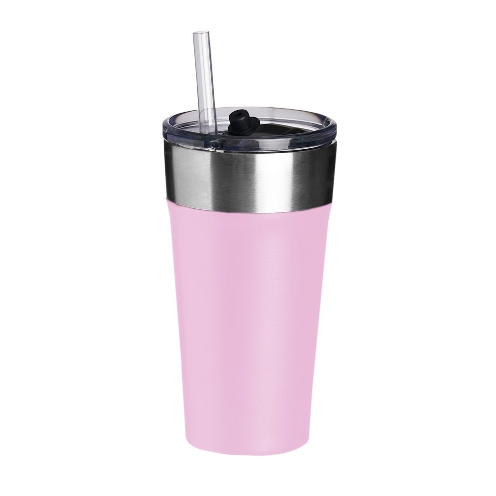 COPO TÉRMICO C/ CANUDO SPX-18655 NA COR ROSA