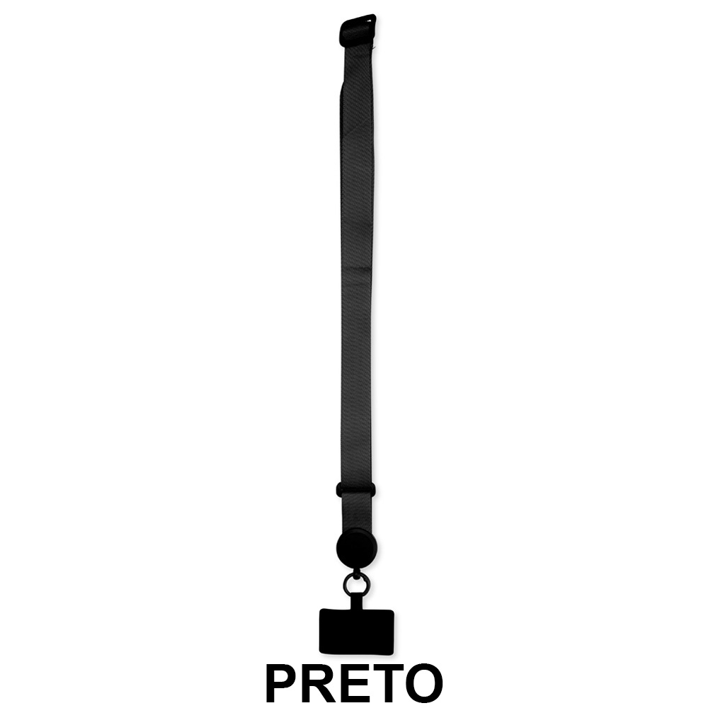 CORDÃO PARA CELULAR POLIÉSTER SPX-19048-PRE NA COR PRETO
