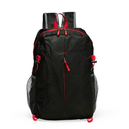 Mochila Personalizada Dobrável 16L - preto com detalhes em vermelho