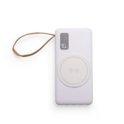 POWER BANK 10.000MAH COM CARREGAMENTO VIA INDUÇÃO OU VIA CABO SPX-09145 NA COR BRANCO