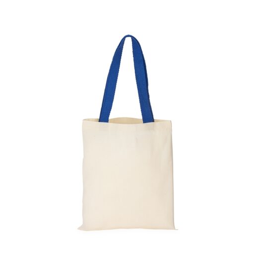 Sacola Com Logo De Algodão - bege com detalhes em azul