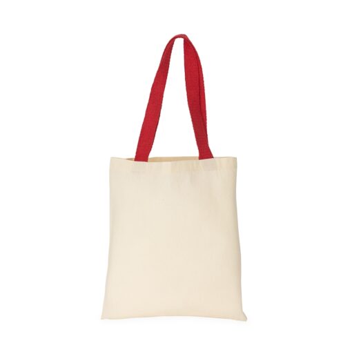 Sacola Promocional De Algodão - bege com detalhes em vermelho