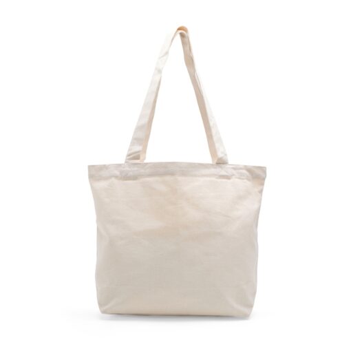 Sacola Personalizada De Lona - branco com detalhes em bege