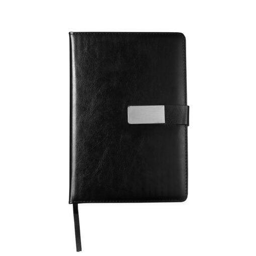 Caderneta Personalizada Couro Sintético na cor preto