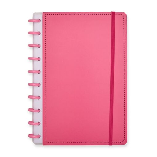 Caderno Com Logo De Disco na cor rosa