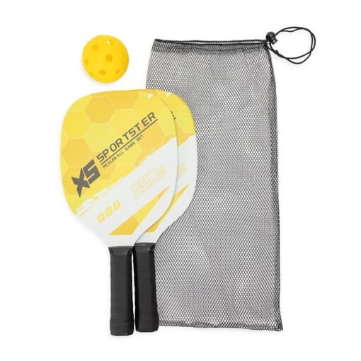 Kit Raquetes Personalizado Madeira - Amarelo/Branco