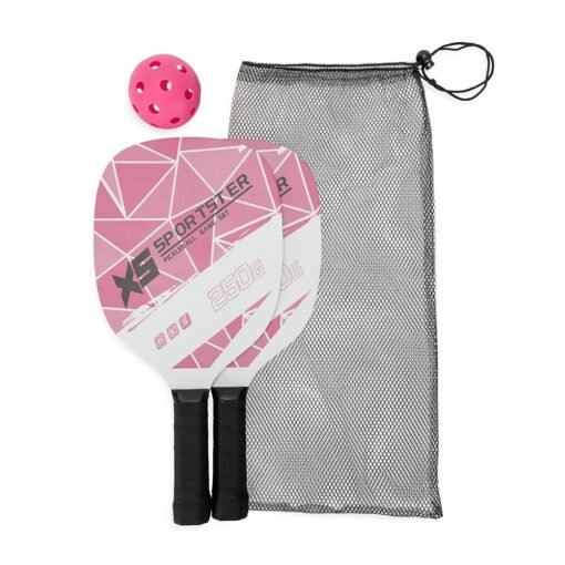 Kit Raquetes Personalizado Madeira - Rosa/Branco