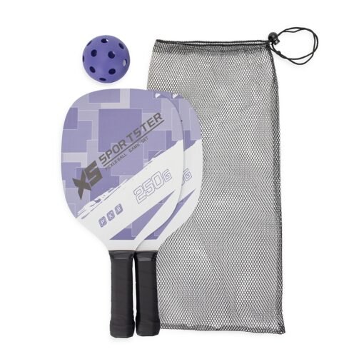 Kit Raquetes Personalizado Madeira - Roxo/Branco