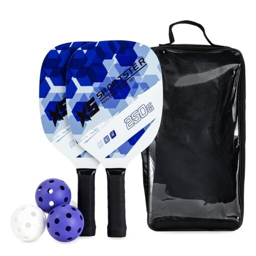 Kit Personalizado Raquetes Pickleball 6 Peças - azul com detalhes em branco