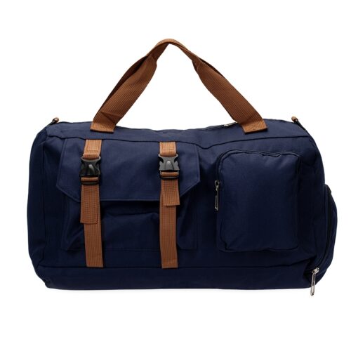 Bolsa Para Brindes Oxford 23L - azul com detalhes em marrom