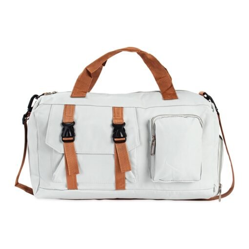 Bolsa Com Logo Oxford 23L - cinza com detalhes em marrom