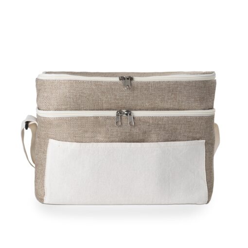 Bolsa Personalizada Térmica Dupla 14L - branco com detalhes em bege