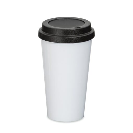 Copo Personalizado Plástico 550Ml - branco com detalhes em preto