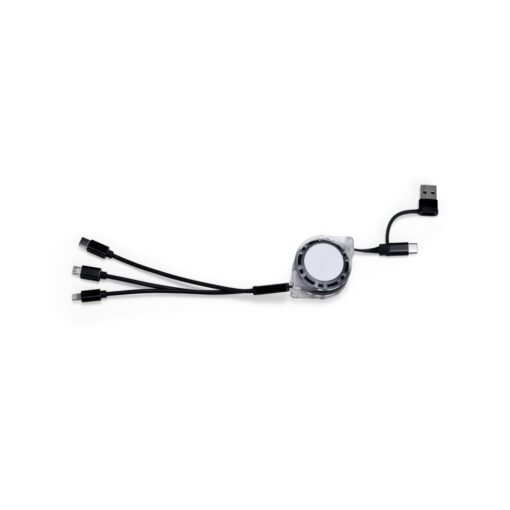 Cabo USB Retrátil 3 Em 1 | Brinde Personalizado na cor preto