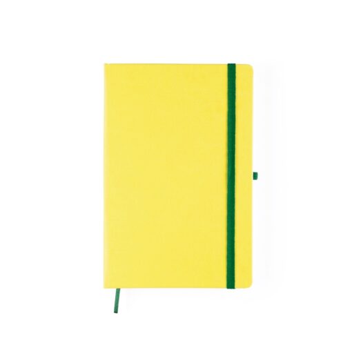 Caderneta Personalizada Percalux Com Pauta - amarelo com detalhes em verde