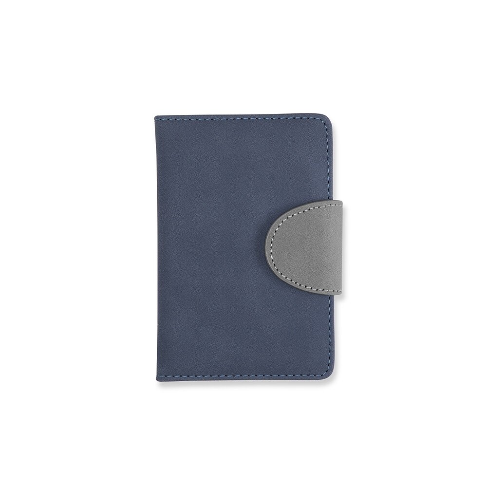 Caderneta Personalizada Couro Sintético - Azul/Cinza