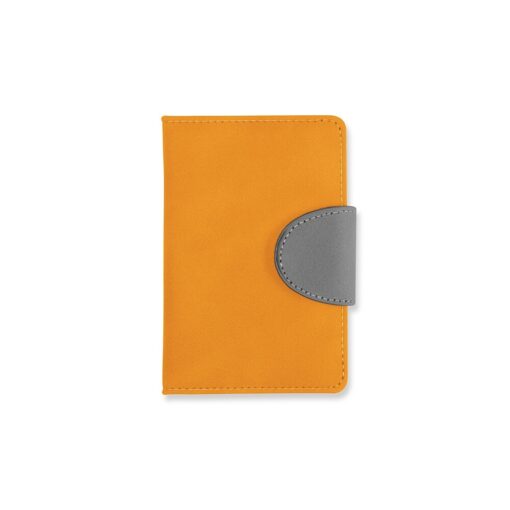 Caderneta Personalizada Para Empresas Couro Sintético - laranja com detalhes em cinza
