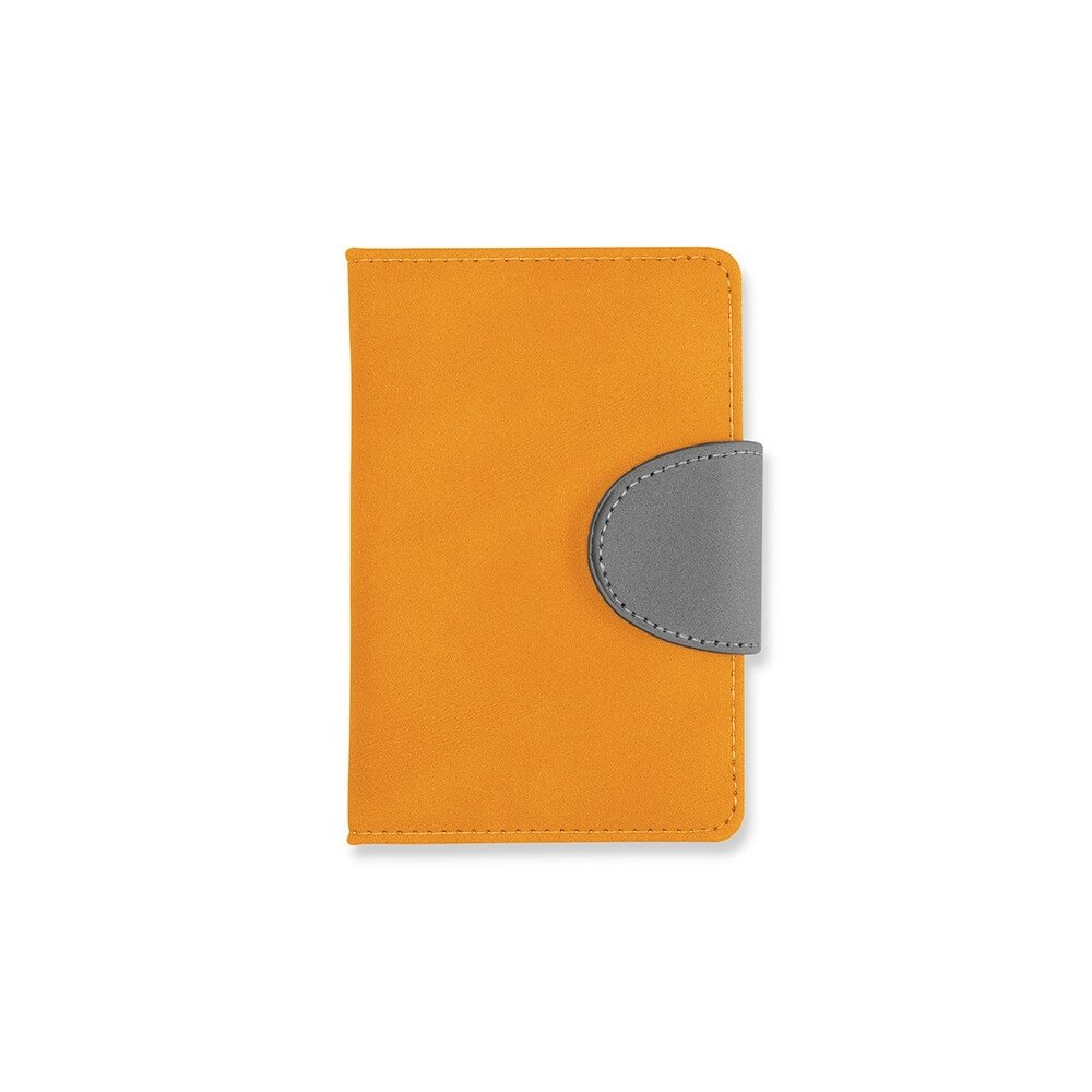Caderneta Personalizada Couro Sintético - Laranja/Cinza