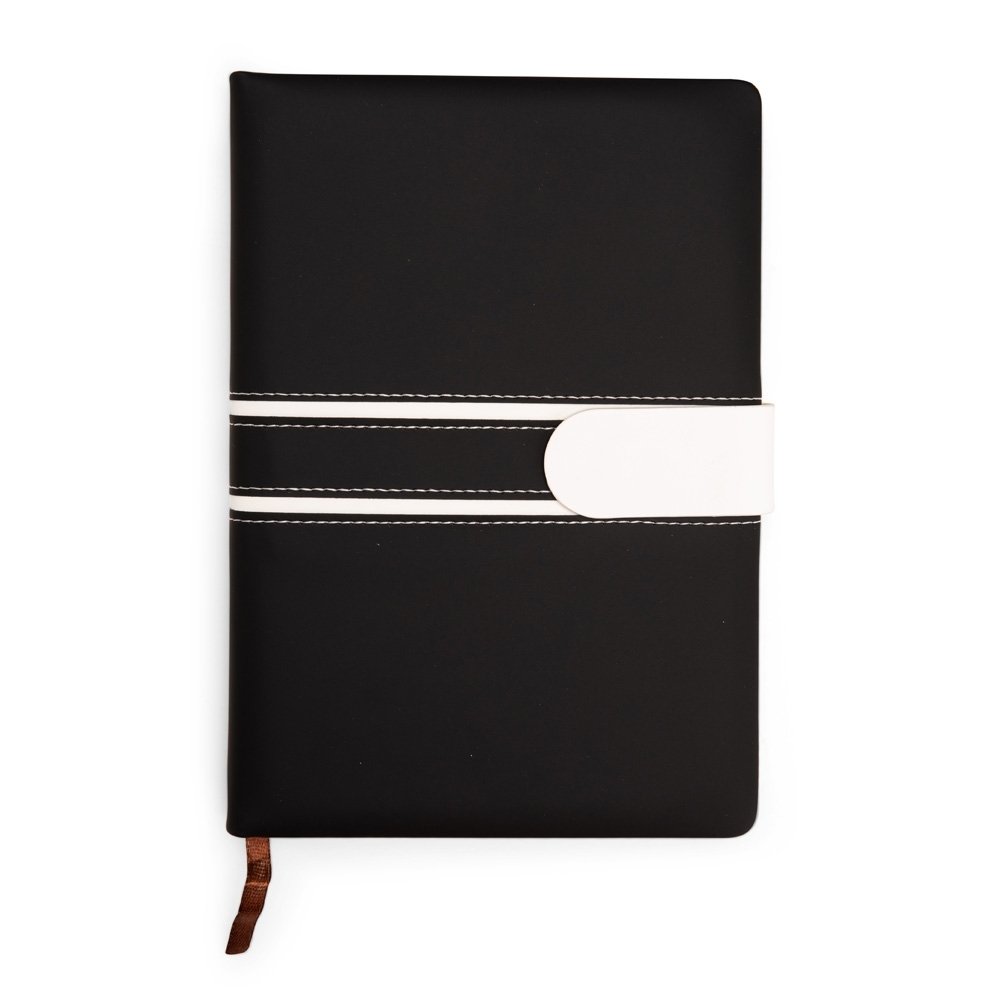 Caderneta Personalizada Couro Sintético - Preto/Branco