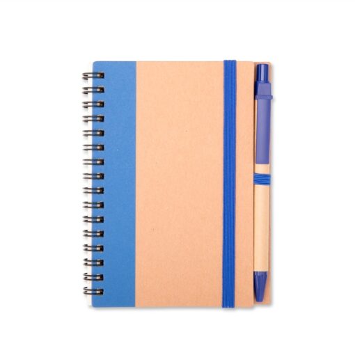 Caderno Promocional Ecológico Com Caneta na cor azul