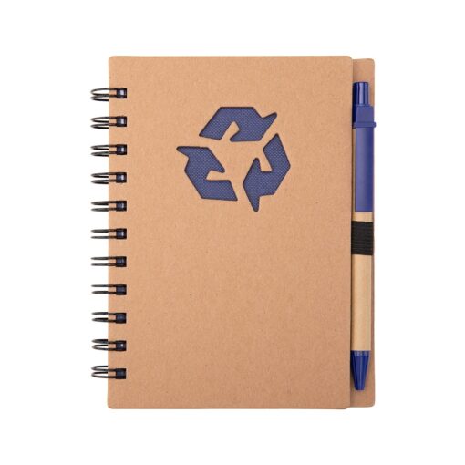 Caderno Promocional Ecológico Com Caneta na cor azul