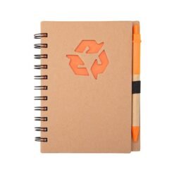 CADERNO ECOLÓGICO COM CANETA SPX-19135-LAR NA COR LARANJA