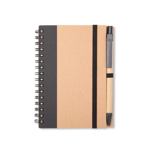 Caderno Personalizado Para Empresas Ecológico Com Caneta na cor preto