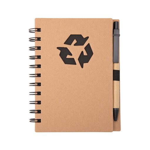 Caderno Personalizado Para Empresas Ecológico Com Caneta na cor preto