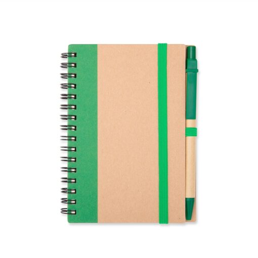 Caderno Personalizado Ecológico Com Caneta na cor verde