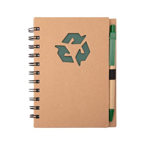 Caderno Personalizado Ecológico Com Caneta na cor verde