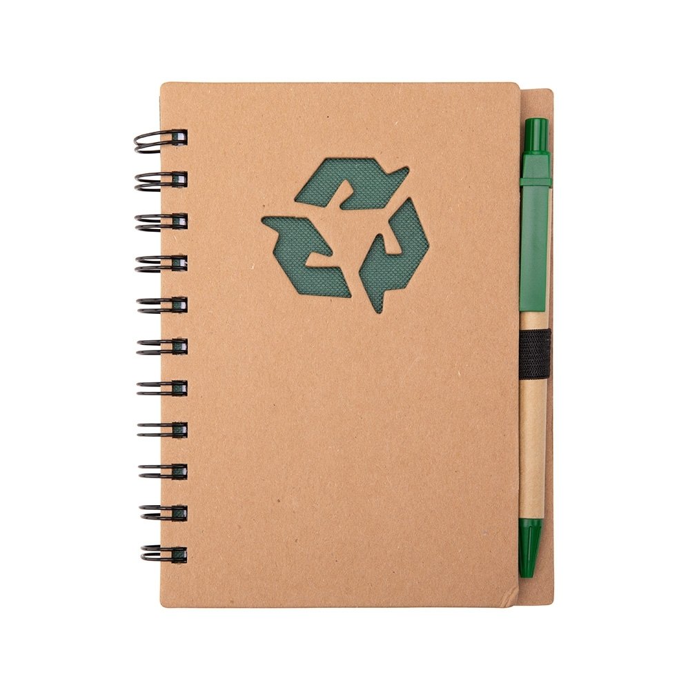CADERNO ECOLÓGICO COM CANETA SPX-19135-VD NA COR VERDE