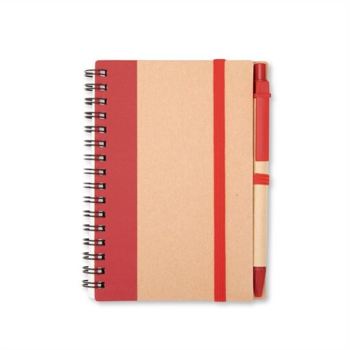 Caderno Com Logo Ecológico Com Caneta na cor vermelho