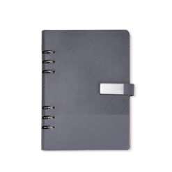 CADERNO FICHÁRIO COURO SINTÉTICO SPX-19140-CIN NA COR CINZA