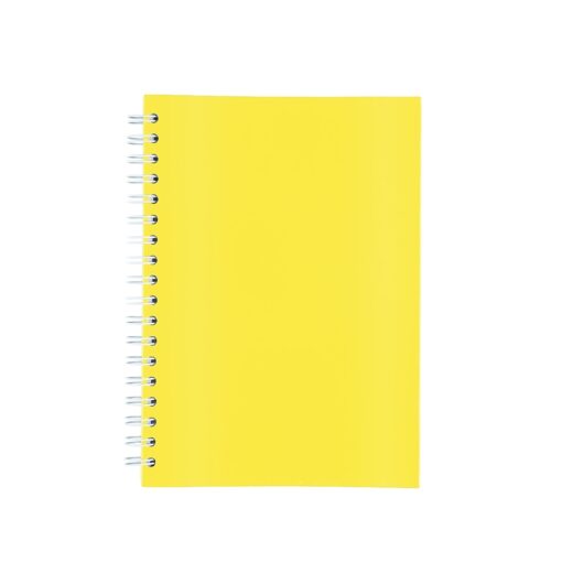 Caderno Com Logo Laminado Com Pauta - amarelo com detalhes em azul