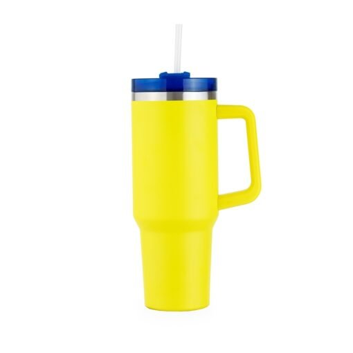 Caneca Personalizada Para Empresas Térmica 1,2L - amarelo com detalhes em azul